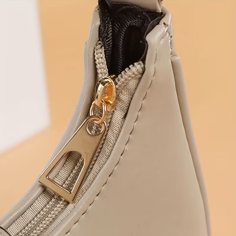 Bolso de mano ligero de color sólido con correa ajustable, cierre de cremallera