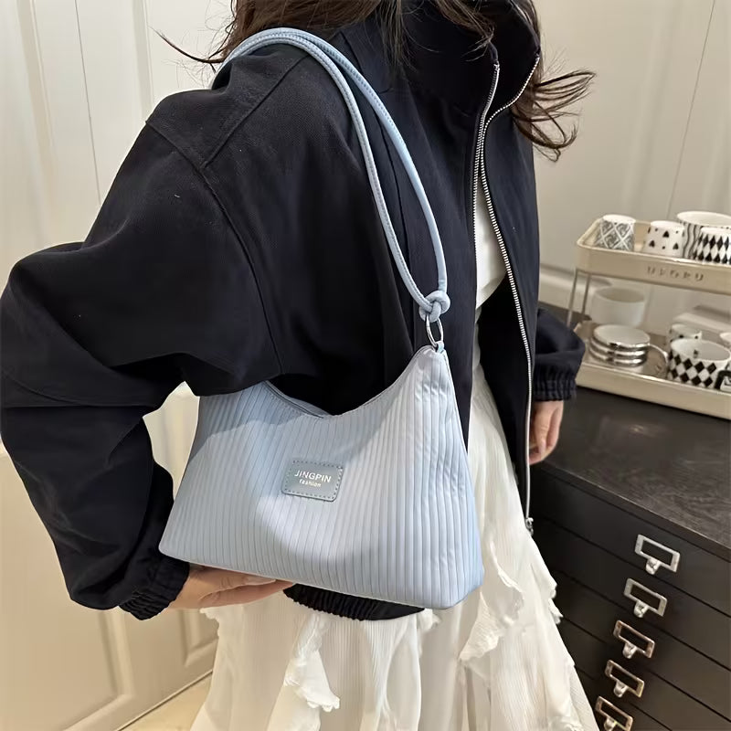 Bolso bandolera retro a rayas para mujer, correa ajustable, cierre de cremallera