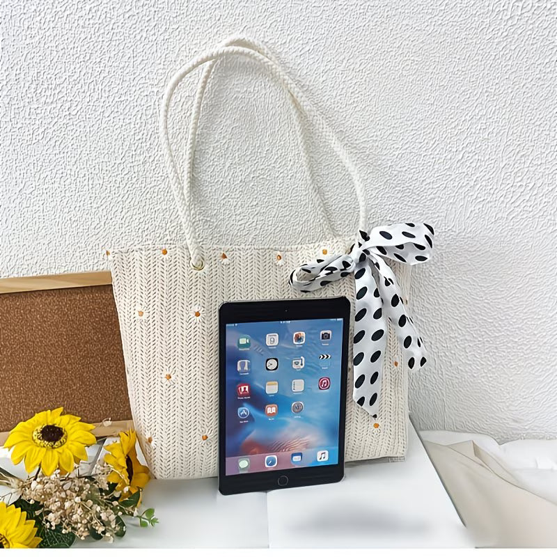 Bolso de Verano para Mujer  con Lazo de Lunares y Adornos de Margaritas