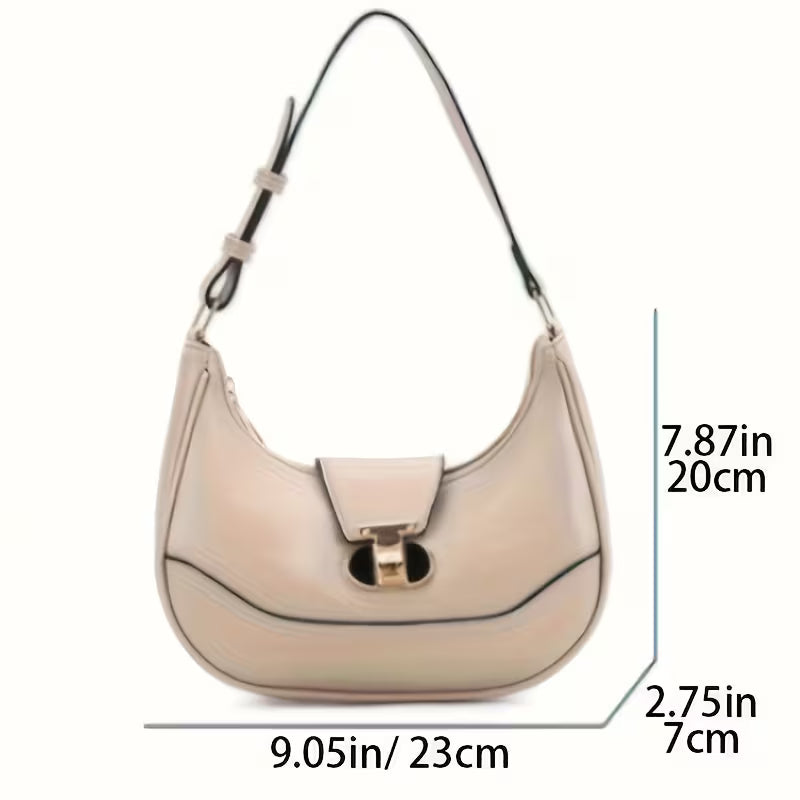 Bolso de mano ligero de color sólido con correa ajustable, cierre de cremallera