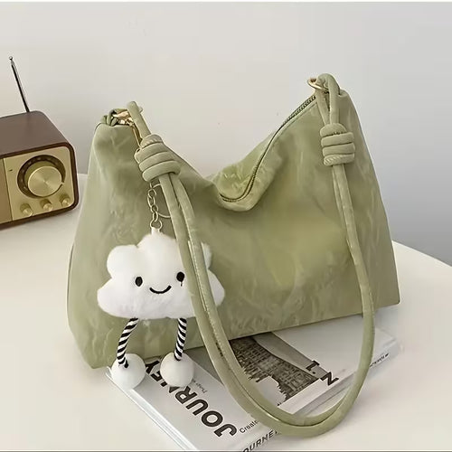 Bolso Colgante de felpa lindo, moda casual versátil de gran capacidad con cierre de cremallera