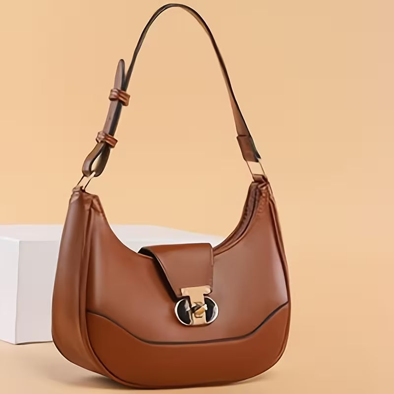 Bolso de mano ligero de color sólido con correa ajustable, cierre de cremallera