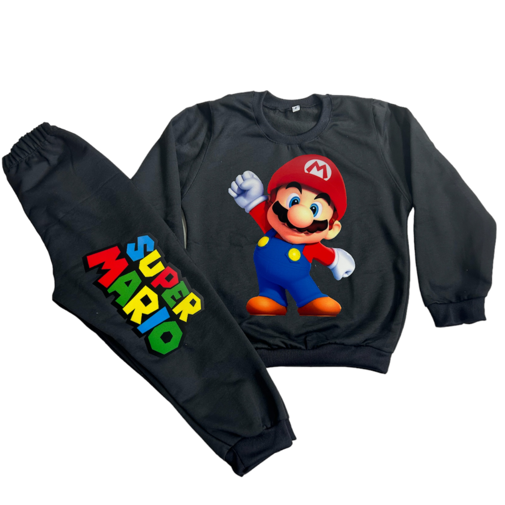 Sudadera Mario Bros Nino Deportivo Negra
