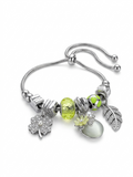 Pulsera Mujer Con Charms tipo Pandora accesorios verdes