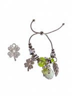 Pulsera Mujer Con Charms tipo Pandora accesorios verdes