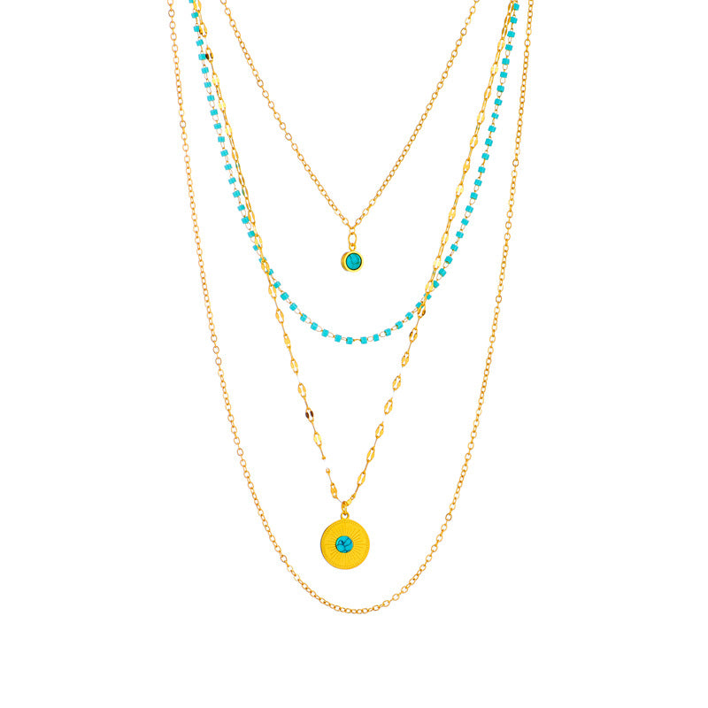 Collar con colgante en acero inoxidable y perlas