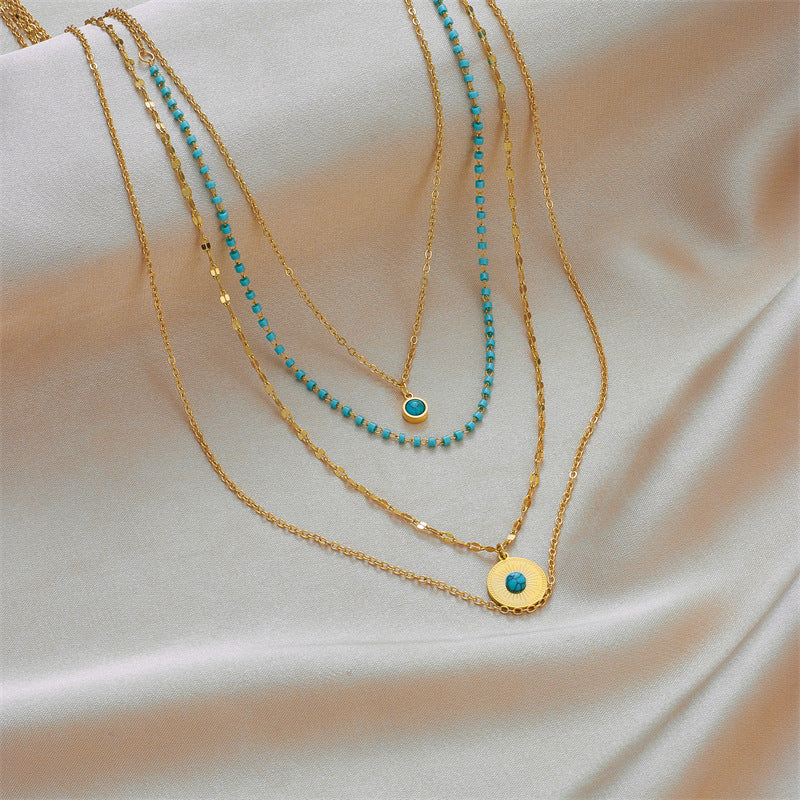 Collar con colgante en acero inoxidable y perlas