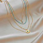 Collar con colgante en acero inoxidable y perlas