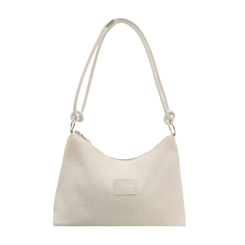 Bolso bandolera retro a rayas para mujer, correa ajustable, cierre de cremallera
