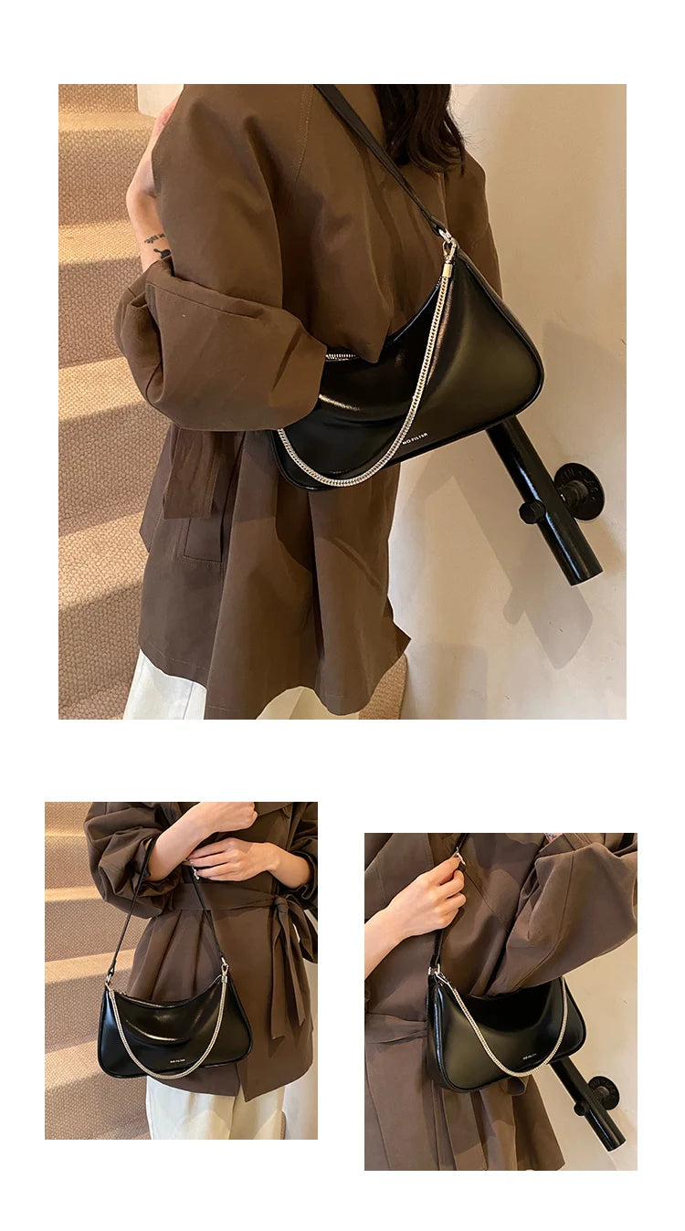 Bolsos de Mano de Moda 2025, Bolsos de Cuero con Cadena para Mujer