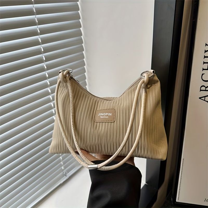 Bolso bandolera retro a rayas para mujer, correa ajustable, cierre de cremallera