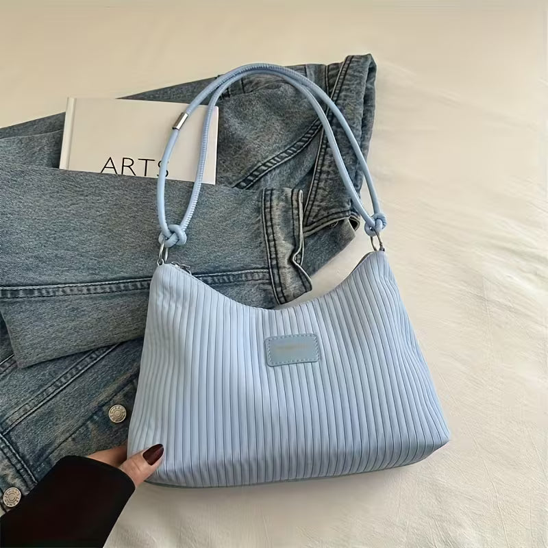 Bolso bandolera retro a rayas para mujer, correa ajustable, cierre de cremallera