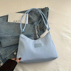 Bolso bandolera retro a rayas para mujer, correa ajustable, cierre de cremallera